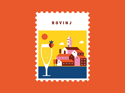 Rovinj Stamp city croatia flatdesign illustration rovinj stamp travel vector