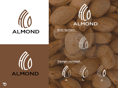 Almond almond almonds brand identity branding design icon identity logo logo design logo designer logodesign logotype vector