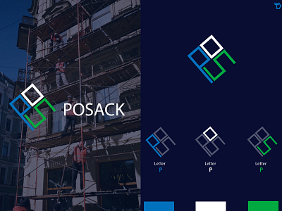 Posack- logo design abstract branding business construction construction company creative icon modern modern logo
