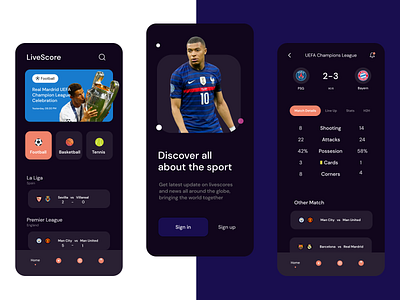 Livescore App Design app dailyui design figma football livescore soccer sport ui ux