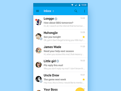 Android Inbox Concept android app inbox interface list mail