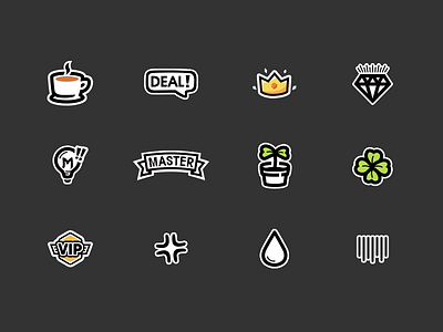 Some stickers black white icons illustration sticker