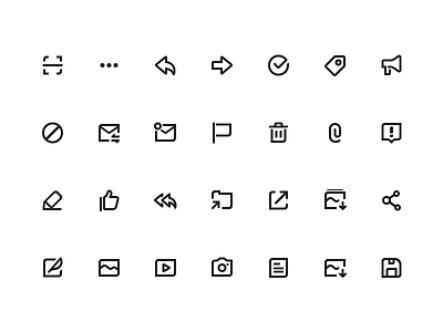 Function Icon Upgrade attachment delete edit functional icons illustration mail app operations reply share ui