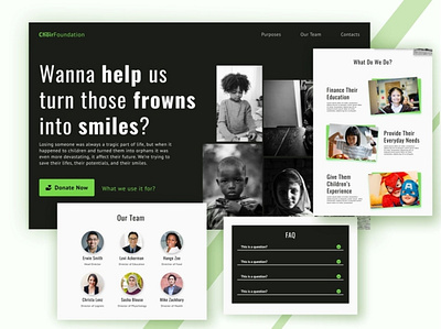 Orphanage Funding Landing Page dark design ui ux web website