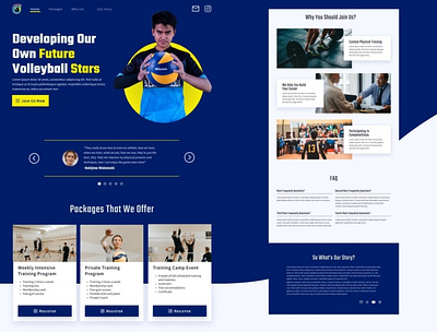 Volleyball School Landing Page design flat minimal sports ui ux volleyball web website