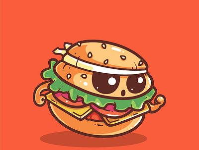 the burger ran funny animation branding design flat graphic design icon illustration illustrator logo vector website