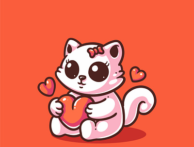 Cat full of cute valentine love animation branding design flat graphic design icon illustration illustrator logo vector website