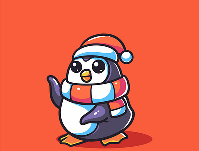 cute snow penguin animation branding design flat graphic design icon illustration illustrator logo vector website