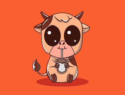 Cow Drink Milk - Mooooooo illustrator