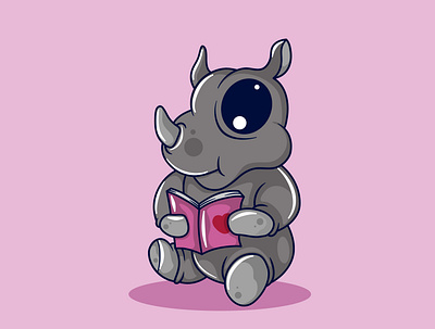 Rhino - Read a Book animal cartoon animal character animation branding cartoon illustration character cartoon character design characters design food cartoon food character graphic design illustration illustrator logo mascot mascot character mascot logo mbestyle vector