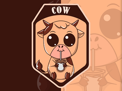 Cow Drink A Cup Milk branding design graphic design illustration illustrator logo vector