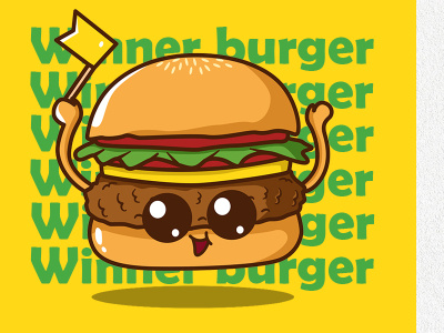 The winner burger branding burger burgerking cute design flag graphic design illustration illustrator logo vector yellow