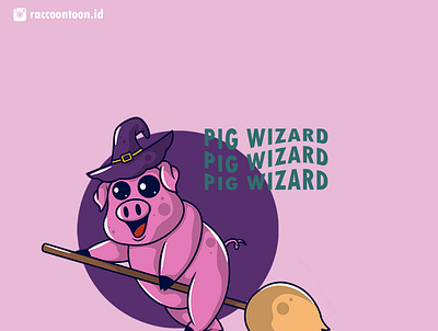 Pig Wizard Illustration branding cute design graphic design illustration illustrator logo pig pink vector wizard