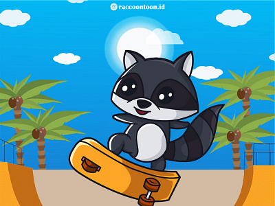 Raccoon skate Illustration
