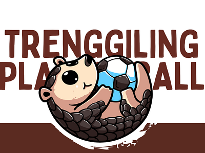 Pangolin hugging ball background
