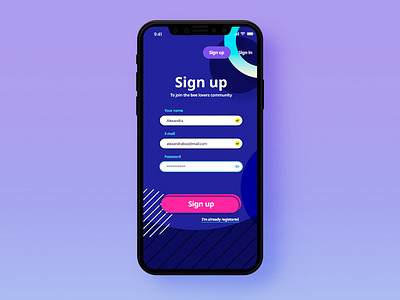 Sign Up - DailyUI #001 app dailyui 001 dailyuichallenge design iphone x mobile ui signup typography ui uiux ux uxdesign xddailychallenge