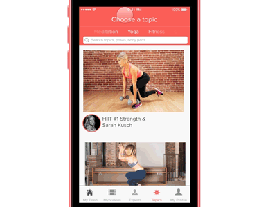 iOS Browse Menu animation app fitness framerjs gif ios iphone loading yoga