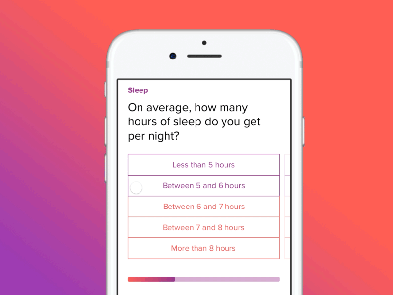 Quiz animation framerjs mobile product design quiz ui ux