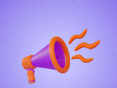 3d plastic megaphone set with sound effects coming out modern an 3d branding design graphic design icon illustration