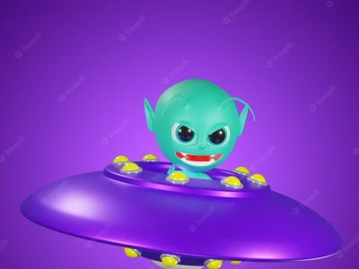 3d alien character design illustration alien ride on premium evi 3d alien alien 3d graphic design icon illustration pesawat promotion space