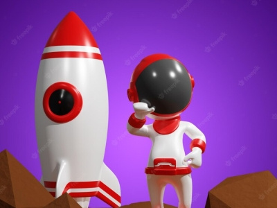 Premium 3d design rocket and astronaut character illustration ps 3d alien astronot graphic design icon illustration ilutrasi ed roket roket luar angkasa space