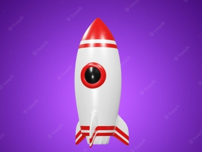 Space rocket 3d design illustration white and red color combinat 3d alien animation design graphic design icon illustration luar angkasa roket