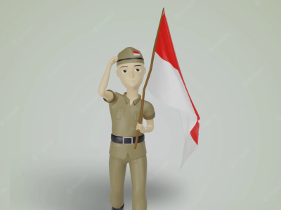 Indonesian independence august 17th 3d design of soldier carryin 17 3d agustus animation design graphic design hari kemerdekaan illustration karakter