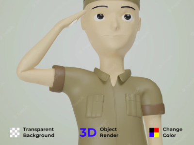 Kemerdekaan Indonesia dengan tentara yang menghormati desain 3d