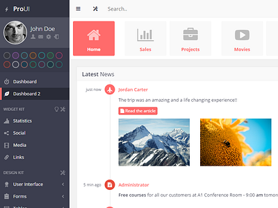 ProUI - Dashboard admin dashboard template ui ui design user interface