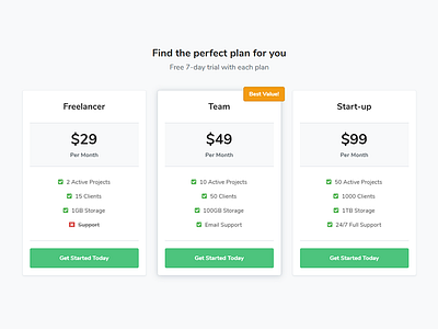 Pricing Tables design freebie pricing tables ui