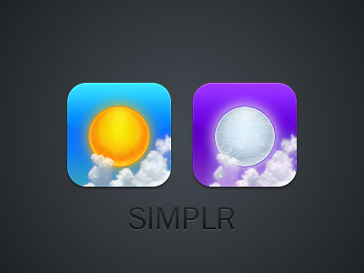 Day N Nite blue clouds day icons ios iphone moon night purple simplr sun theme weather
