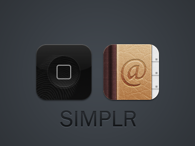 WinterBoard And Contacts Icons binding black brown contacts fingerprint home icon icons iphone leather simplr tabs theme winterboard