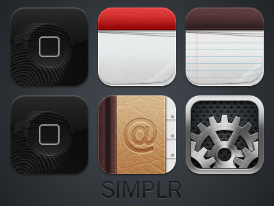 Simplr Icons Improved! black book brown calendar contacts fingerprint grey icon icons improved iphone new and improved notes paper red settings simplr theme winterboard