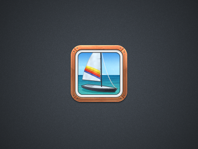 Photos Icon blue boat brown frame icon icons iphone paper photos picture simplr sky theme wood