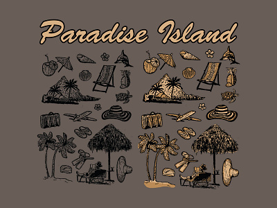 Paradise Island branding design graphic design icon illustration illustrator logo paradise retro typography vintage vintage badge vintage logo