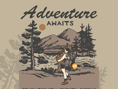 Adventure awaits adventure animation art branding design graphic design illustration illustrator logo minimal retro vector vintage