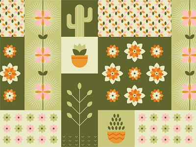 Tree Pattern flat design flowers geometric shapes green icon icon set illustration pattern pattern design spring tree vector art