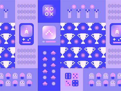 Game Pattern flat design game icon icon design icon set illustration pantone pattern pattern design purple retro surface design videogame