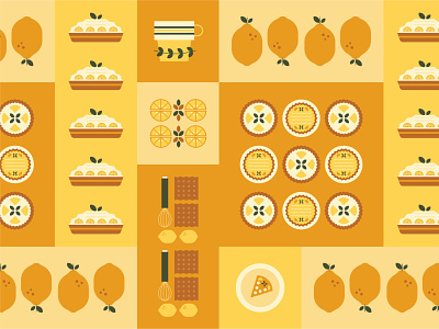 Pie Pattern cookies cooking flat design icon icon design icon food icon set illustration lemon lemon pie pattern pie surface design vector yellow