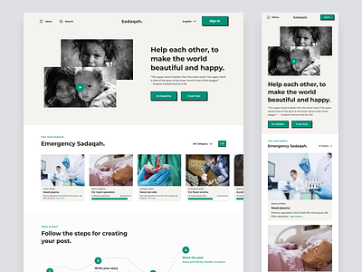 Sadaqah - Responsive website black charity clean donation graphic design green leatest moradan and simple responsive responsive and simple responsive site sadaqah simple ui white