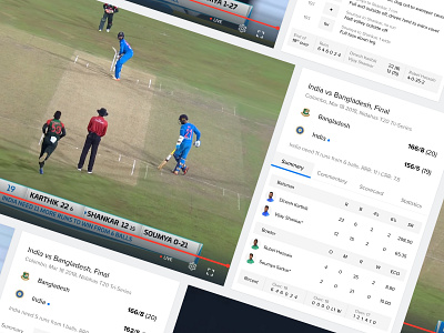 Cricket Video Match centre - Web adobexd cricket design matchcentre matchcentre minimal scores ui ux web webapp