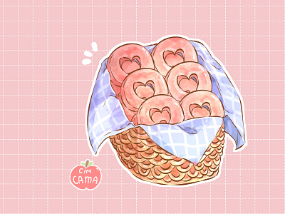 basket of cake basket cake cute digital art digital illustration digitalart food food illustration food illustrator foodie illustration kawaii love pink sticker