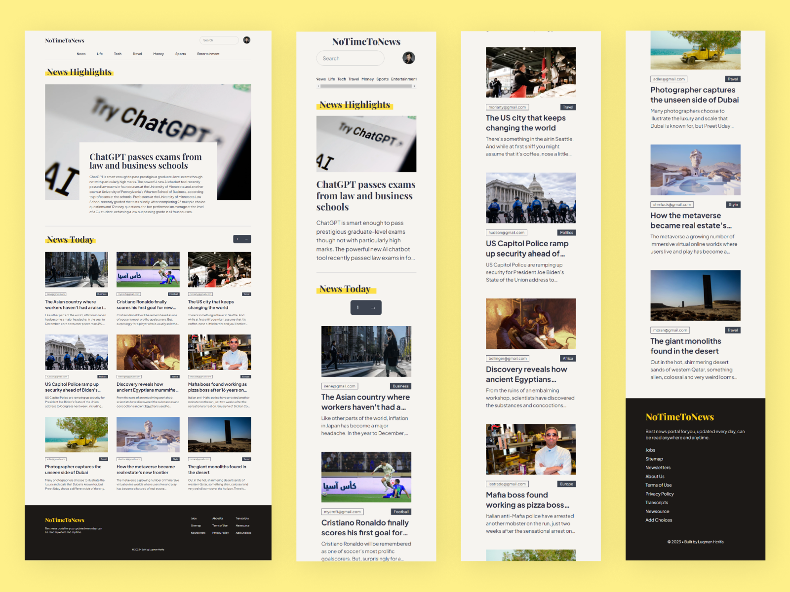 NoTimeToNews: News Portal by Luqman Herifa on Dribbble