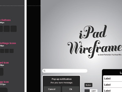 iPad Wireframe black and white downloadable ipad wireframe