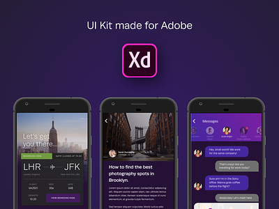 Sky UI Kit for Adobe XD adobe animation blog layout messaging travel ui ux