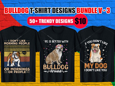 Bulldog T Shirt Design  Bundle V-3