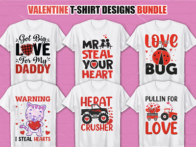 Valentine's Day T-Shirt Designs Bundle 3d amazon animation best custom t shirts branding bulk t shirts bulldogtshirts custom t shirts design fashion graphic design illustration illustrator logo merchbyamazon motion graphics t shirt design tshirt ui vector