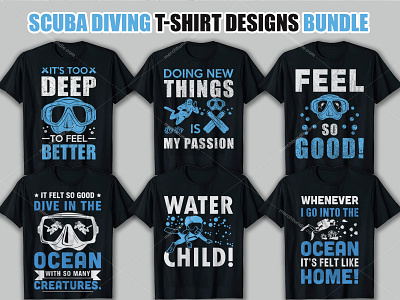 Scuba Diving T-Shirt Designs Bundle. best custom t shirts branding bulk t shirts cuba diving t shirt custom t shirts design graphic design illustration logo scuba diving svg scuba diving vector vector