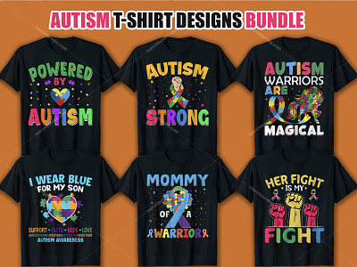 Autism T-Shirt Design Bundle best custom t-shirts branding bulk t-shirts custom t-shirts design graphic design illustration logo ui vector