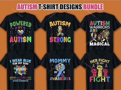 Autism T-Shirt Design Bundle best custom t shirts branding bulk t shirts custom t shirts design graphic design illustration logo ui vector